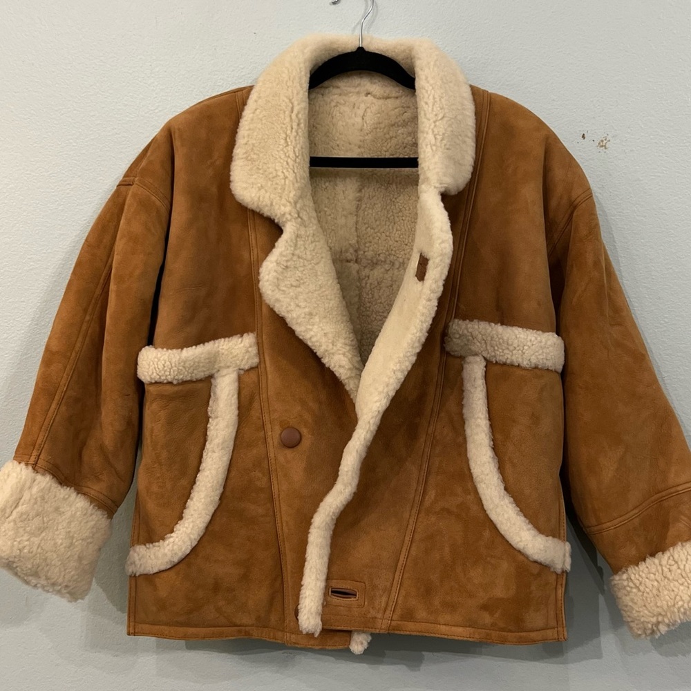 Sandro-Paris Oversized Sheepskin Short Coat Size 0 EU